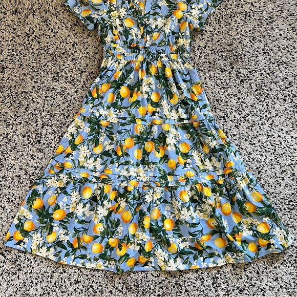 Anthropologie Somerset Maxi Dress Tiered Iris Blue Lemon Print Dress Women’s XL - Picture 8 of 14